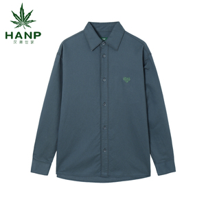 HANP/汉麻世家男士休闲长袖衬衫绣花春夏抗菌棉麻衬衣