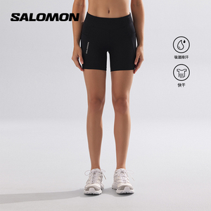 salomon萨洛蒙跑步短裤女款黑色速干排汗CROSS RU
