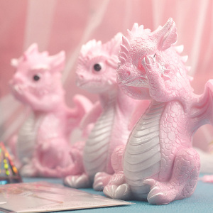 北欧可爱少女心粉色龙摆件治愈系树脂房间装饰品情人节生日礼物