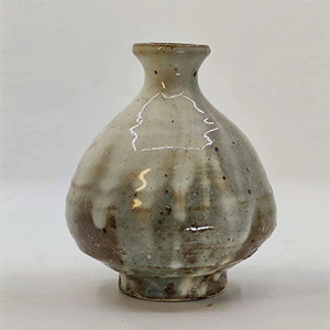 孤品手作收藏品 日本志野烧老花瓶花器花入 陶瓷粗陶流釉摆件侘寂