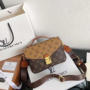 路易传祺女包 拼色邮差包经典老花单肩斜挎手提包秋冬新款网红包