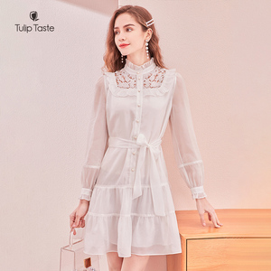 000人付款天猫郁香菲连衣裙2022新款春女装法式小香风温柔镂空设计