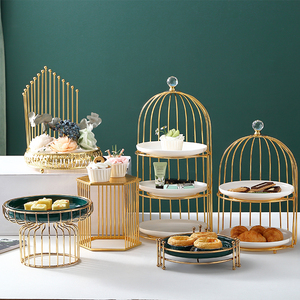 欧式创意甜品台三层展示架摆盘下午茶点心架托盘婚庆摆件自助餐台