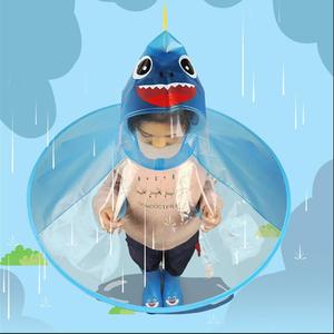儿童飞碟雨伞帽幼儿园宝宝小黄鸭斗笠伞帽可爱小孩头戴式斗篷雨衣