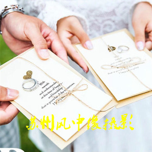 创意影楼道具明信片新款婚纱照旅拍外景拍摄摆件英文韩式复古信封