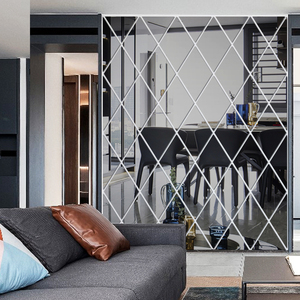 自粘菱形亚克力镜面立体墙贴客厅餐厅背景墙玄关酒柜鞋柜装饰镜帖