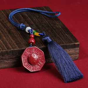 00善心斋旗舰店天猫纯铜阴阳鱼朱砂九宫八卦镜吊坠太极图男女项链本