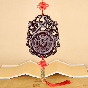 妙韵桃花斩桃木挂件七星平安镇摆件家居卧室八卦镜风水吉祥物挂件