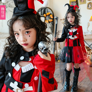 儿童cosplay服装舞台装扮恶魔女巫装小丑女cos公主裙走秀表演服