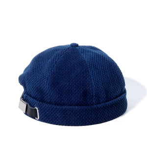无檐瓜皮帽男水手帽日式水兵帽复古圆顶春款蓝染帽子雅痞地主帽潮