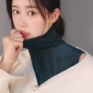 金丝绒条纹高领堆堆领假领子女秋冬保暖加厚装饰领搭配毛衣配饰