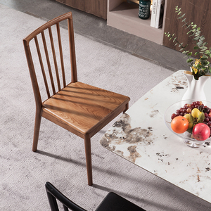 全实木餐椅白蜡木榫卯中式小型茶椅餐桌椅家用胡桃木色北欧靠背椅
