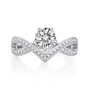 igi培育钻石人工人造裸钻定制18k铂金五爪交叉微镶戒指女婚戒钻戒