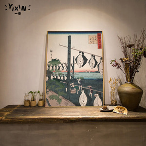 日式壁画挂画复古卧室客厅名画日系墙画浮世绘寿司店装饰画定制