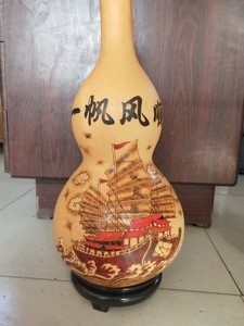 天然大葫芦纯手工烙铁烫画家居装饰摆件送礼工艺品 一帆风顺