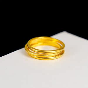老凤祥和黄金999女款戒指三生三世网红素圈指环时尚潮流18k金饰品