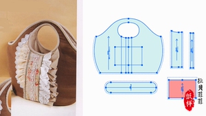 s928棉麻包包纸样手工diy布包纸样手提袋裁剪一比一牛皮纸样