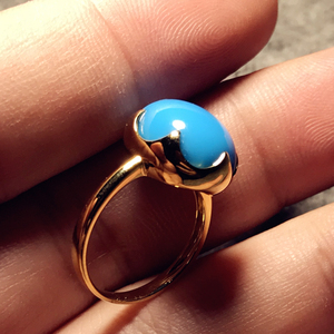 绿松石女戒指波斯级伊朗松18k金银定制简洁复古