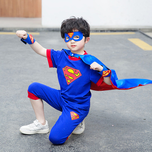 奥特曼男童夏装套装儿童角色扮演服蜘蛛侠衣服男孩帅气超人表演服