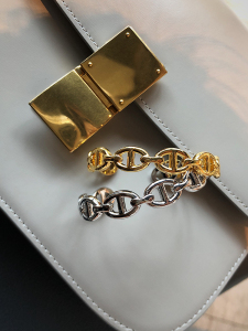 克罗地亚小众设计师感金属猪鼻子黄铜开口手镯 同款戒指ins