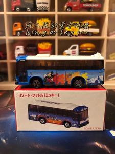 TOMY多美卡东京迪士尼限定巴士老蓝标绝版稀少合金车模