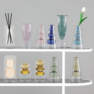 欧式创意玻璃花瓶香薰精油挥发瓶彩色居家克莱因双层水培