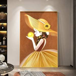 轻奢玄关装饰画唯美人物北欧入户走廊过道女孩挂画现代客厅落地画