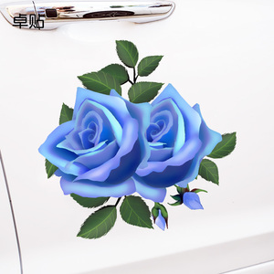 卓贴 蓝玫瑰花创意划痕遮挡遮盖贴纸防水改装汽车车贴 ph1187