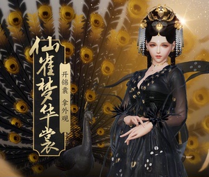 剑网3剑三谪仙盒子黑金孔雀 谪仙远怀英菲明江情思衣服帽子黑白发