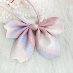 【邂逅】原创jk樱花领结粉格异形领带大小姐蝴蝶结边夹包挂日系正