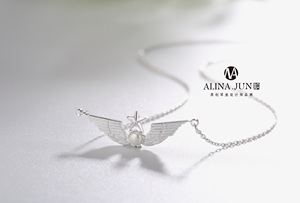 2019陆 925银饰纯银女项链 军旅印象白兰鸽原创军迷军恋首饰礼品