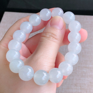 翡翠圆珠手链白冰玉珠女生甜美气质白色珠子手串仙女散珠手工串珠