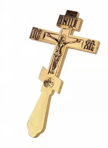 包邮外贸俄罗斯精品金银色手持耶稣十字架镶嵌壁式十字架东正教