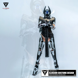 「幻觉服装设计」未来科技感科幻太空黑白昆虫赛博朋克异形演出服