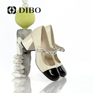 DIBO碲铂法式高跟玛丽珍鞋女秋季新款仙女风拼色粗跟单鞋女