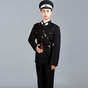 民国军装民国男警察服装民国伪军黑色军装舞台演出服装出租