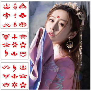花钿眉心贴汉服古装花印美人纹身贴防水女持久性感写真额头贴纸