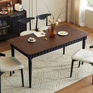 美式复古实木餐桌椅子组合法式小户型轻奢家用饭桌书桌两用长方形