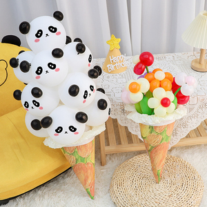 冰淇淋节日花束气球惊喜可爱熊猫兔子甜筒气球diy道具拍照冰激凌
