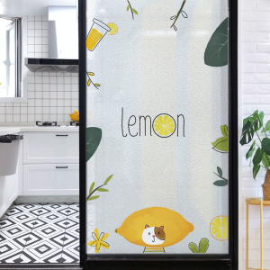 厨房玻璃门贴纸画装饰彩色玻璃纸透光不透明家用浴室静电磨砂贴纸