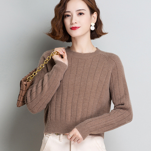 秋冬季新款正品纯山羊绒衫女短款套头大码毛衣韩版加厚打底羊毛衫