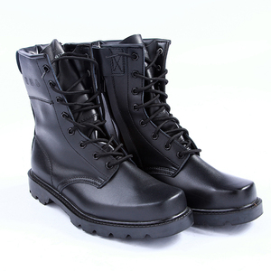 黑色高筒春秋保安训练鞋男作战靴钢板军靴防暴靴保安鞋安保作训靴