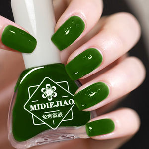 绿色指甲油免烤快干不可剥防水油性美甲套装夏季流行少女裸色甲油