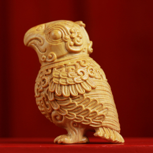 太行崖柏青铜鸟雕刻手把件木雕工艺品创意动物摆件桌面装饰品礼物