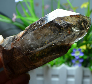 巴西/天然绿幽灵水晶柱原石摆件 绿色山峰景石水晶