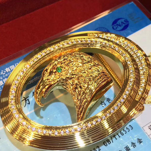 史蒂芬24k黄金皮带扣头 高档镶钻鹰头男士包金扣 真金平滑挂扣3.