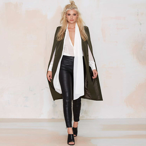 haoduoyi欧美时尚大衣斗篷式披肩风衣外套中长款女上衣