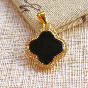 k黄金色 925银镶a货老种墨绿水润细腻透绿光墨翠四叶草