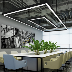 办公吊灯led长条灯汽车美容店回形灯工位灯工程无缝拼接办公室灯