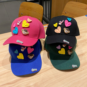 女个性时尚彩色diy爱心字母卡通帽子鸭舌帽防晒遮阳逛街旅游街拍